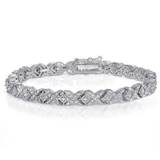 Sterling Silver Finish Natural Miracle Set X Tennis Bracelet Lab Diamond Brass