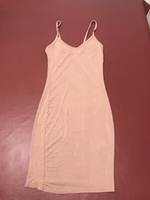 NEW BooHoo Soft Salmon Color Long Soft Noodle Strap Shirt~Short dress  Size 2