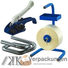 25 mm Textil Polyester Umreifung Set Umreifungsband Abroller Bandspanner Klemmen