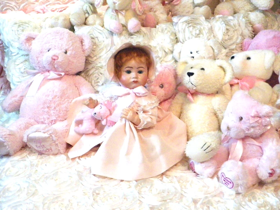 Muñeca bebé Pouty SFBJ 252 Paris Repro 18" ojos antiguos peluca mohair cuerpo compuesto Foto 3 de 4