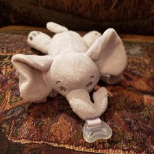 Philips Avent Soothie Snuggle small elephant plush gray pacifier holder baby toy