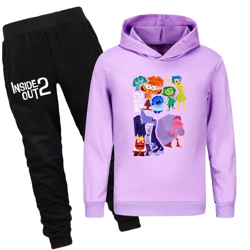 Inside Out 2 Clothes Set Kids Hoody Sweatshirt Pants 2pcs Set Tracksuit - Picture 50 of 54