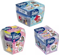 Ziploc Container Disney Princess Screw Lock & container 3-Piece Set New