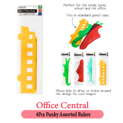 4x Funky Rulers Office Central Kid School Student Stationary Assorted ...