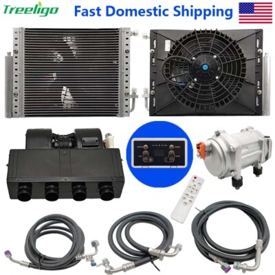 12V Underdash Car Air Conditioner Electric Truck Cab Truck AC Kit Remote Control