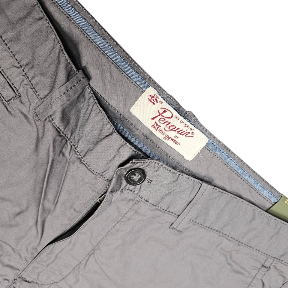 Original Penguin Basic Coton Shorts Castlerock Gris Été Hommes Décontracté Chino - Photo 3/4