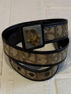 Vintage Dior Trotter Brown Monogram Women’s Belt with Gold Buckle Christian dior Vintage Monogram Trotter Print Logo Brown  main image 2