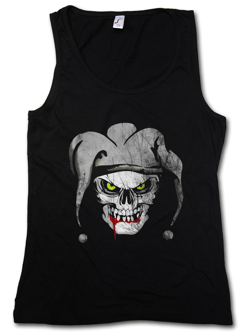 JOKER SKULL I WOMAN TANK TOP Dead Tattoo Art Rockabilly Skeleton Roses Artist