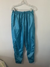 Vintage 80s Adidas Pants M Windbreaker Womens Green Turquoise Track Sport