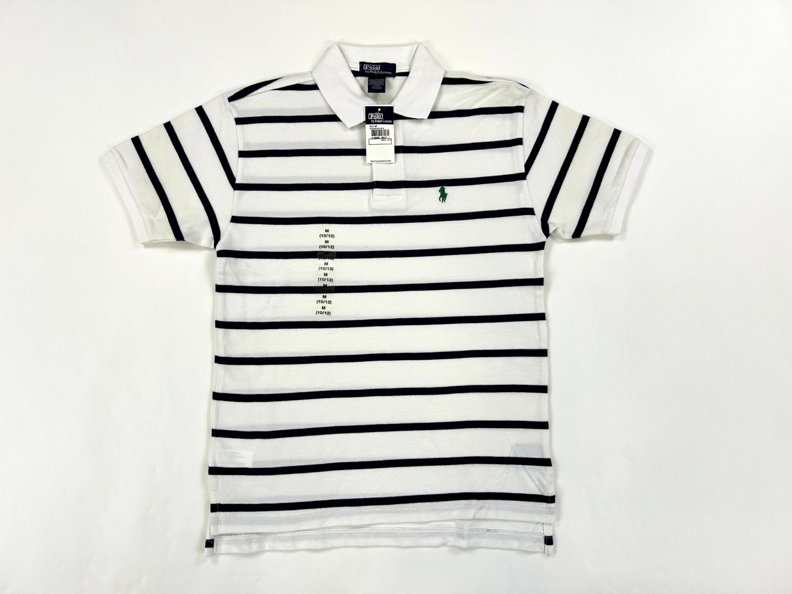 Рубашка поло Polo Ralph Lauren для мальчиков в полоску - Белый/темно-синий - Размер: M (10/12)