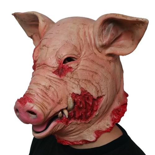 Scary Saw Pig Head Mask Cosplay Party Horrible Bloody Masks Clown Pig Latex Mask - Picture 11 of 21