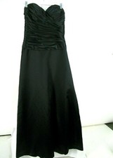 Bill Levkoff Dress 8 Black Satin Gown Strapless w/ Optional Straps Prom NWT