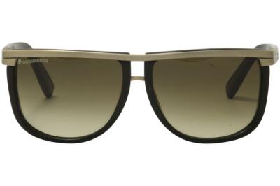 DSQUARED2 Marcus DQ 0161 01P Black Gold Big Flat Top Sunglasses 58-13-140 DQ 161