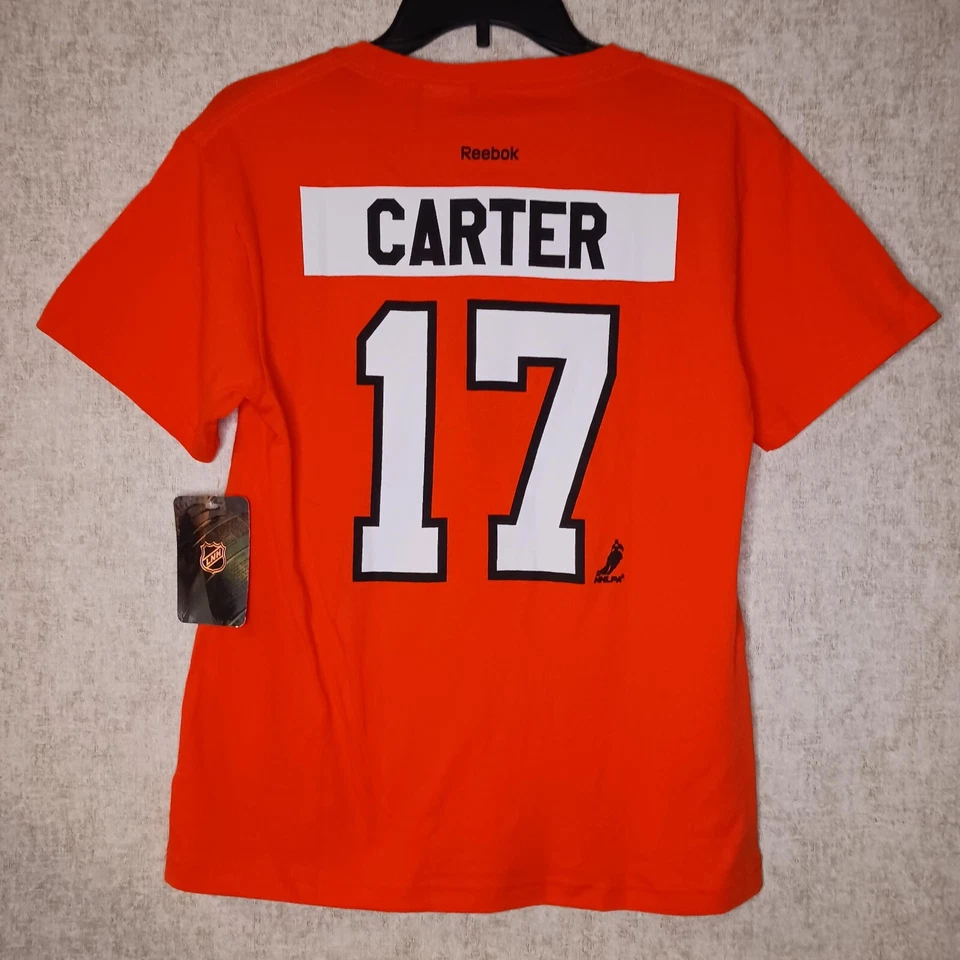 Camiseta Reebok Philadelphia Flyers Niños Jóvenes Talla L Jeff Carter #17 Nueva Naranja Foto 4 de 4