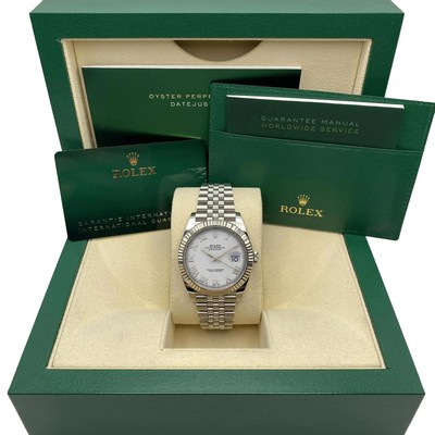 Rolex Datejust 36mm 126234 Stahl Weiß Ziffernblatt Automatisch Herren Uhr B&p