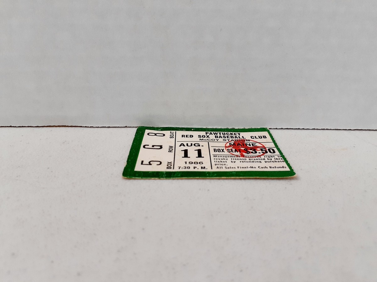 1986 Pawtucket Red Sox Game Ticket Stub PAWSOX 8/11/1986 McCoy