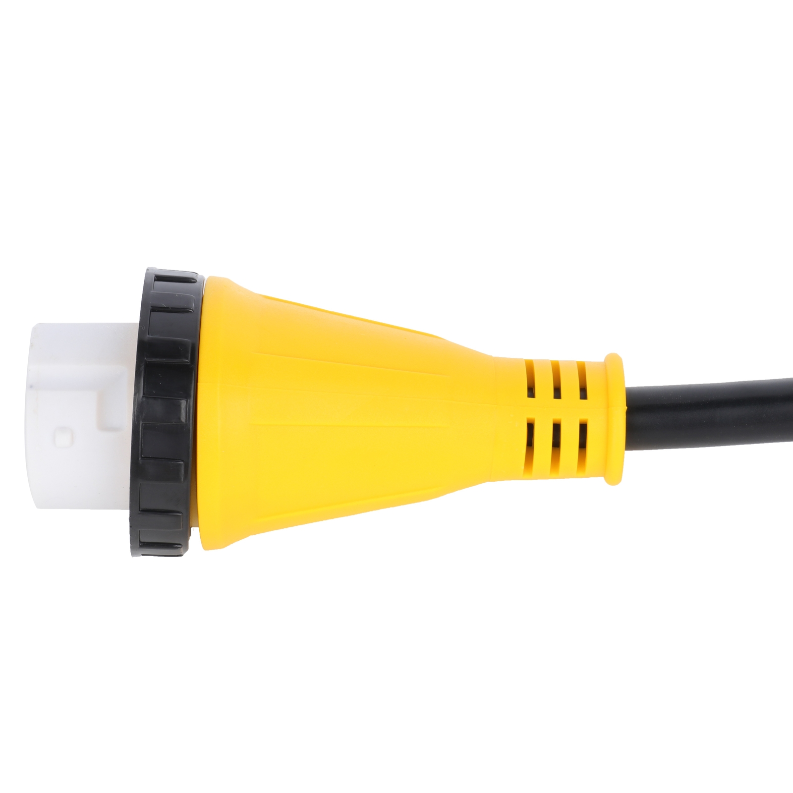 Mighty Cord RV Power Cord Adapter - 50 Amp Twist Lock Female to 15 Amp Male - 12 Long Mighty Cord RV Plug Adapters A10-1550D90VP Mighty Cord RV Power Cord Adapter - 50 Amp Twist Lock Female to 15 Amp Male - 12 Long Mighty Cord RV Plug Adapters A10-1550D90VP