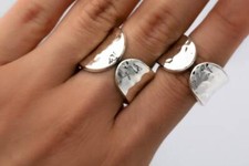 Hammered Band Ring, Chunky Silver Ring, Thick Band Handmade Women Ring Christmas