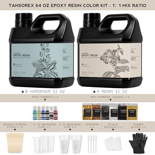 Epoxy Resin 64OZ Kit - Color Kit-Crystal Clear Art Resin and Hardener Kit for Be