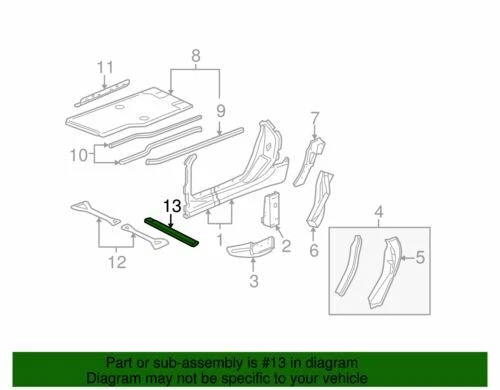 Barra transversal piso derecho Chevrolet Corvette genuina GM 2006-2013 89025155 Foto 2 de 2
