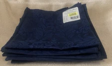 12 Pc 1995 Noble Excellence NAVY DAMASK Cloth Table Napkins 19x19 - NWT