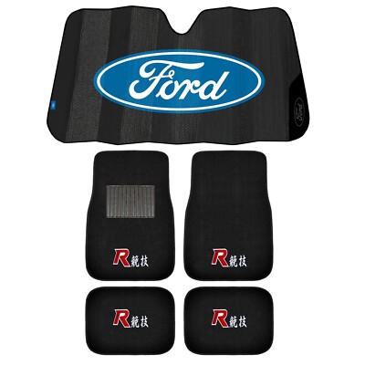 NEW R RACING 4pc Carpet Car Truck Floor Mat SET & FORD WHITE BLUE AUTO ...