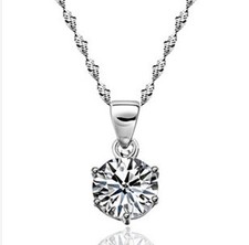 .925 Sterling Silver Clear Austrian Rhinestone Crystal Necklace Pendants Prom