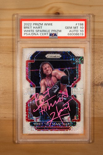 Bret 'Hit Man' Hart [White Sparkle Prizm] #198 2022 Panini Prizm WWE card