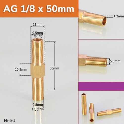 Male to Male Brass Hexagon Nipple Connector Adapter 1/8" 1/4" 3/8" 1/2" BSP - Picture 2 of 12