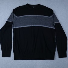 Banana Republic Sweater Mens Large Merino Wool Pullover Knit Black Long Sleeve
