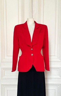 Thierry Mugler FW 1998 Red Wool Blazer Jacket Size 40  fits M to L