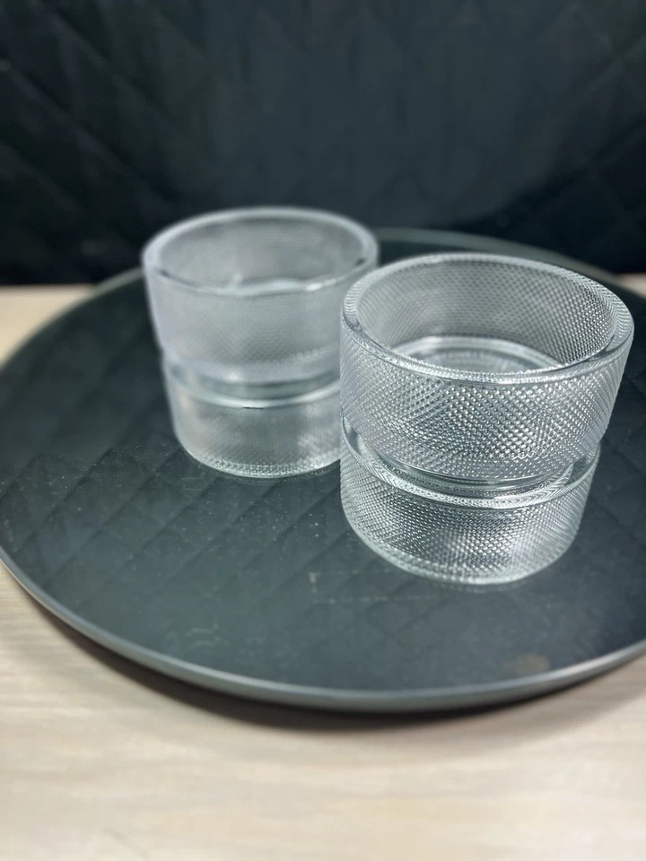 UMBRA TECORA Cuencos Apilables de Vidrio Lote de 2 Organizadores Texturizados Modernos/2-5"Dx2"H Foto 3 de 4