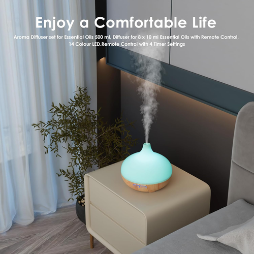 Diffusore Di Aromi per Oli Essenziali, 500 Ml, Telecomando, 14 Colori LED E 4 Im - Foto 8 di 11