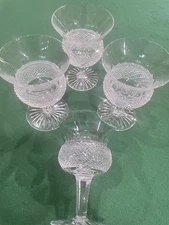 Set of 4 Edinburgh Crystal Thistle Water Wine Goblet Plain Vintage Glasses
