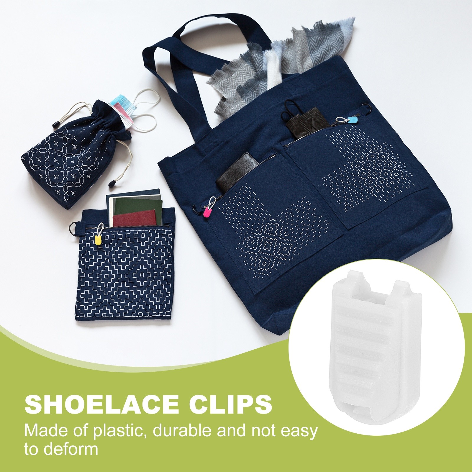 Zipper Pull Tabs Cord End Tips Shoelace End Clips - (10 Pack, White)