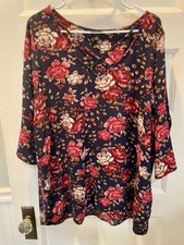 Torrid Navy Tunic Top With Floral Pattern, Size 3, 3XL
