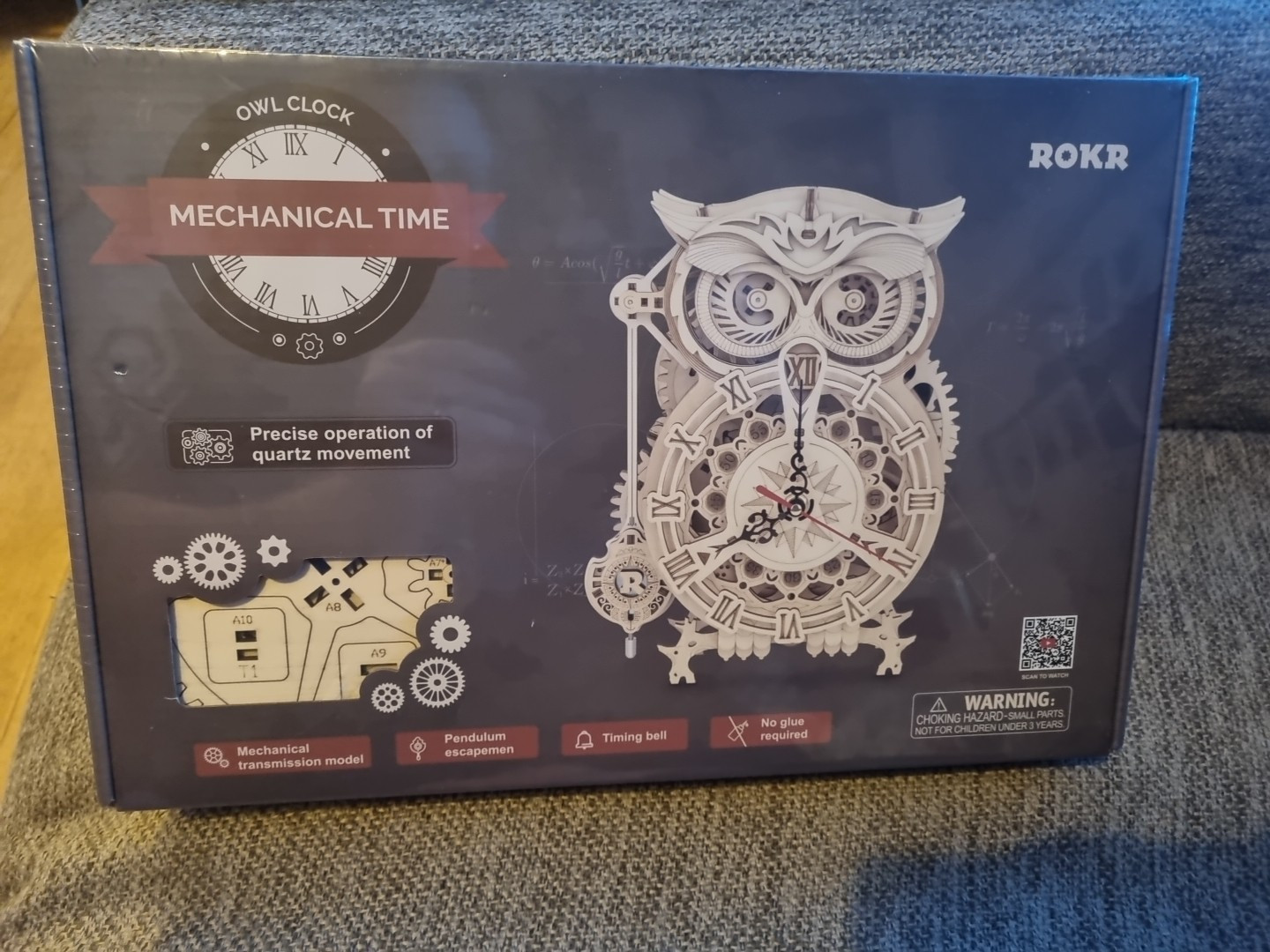 ROBOTIME ROKR Owl Clock 3D Wooden Puzzle DIY Mechanical Craft Gift Toy Kit LK503