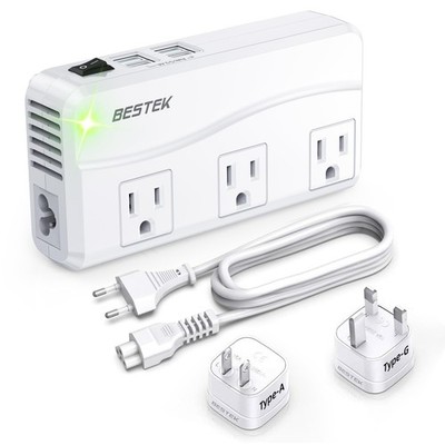 BESTEK Universal Travel Adapter 220V to 110V Voltage Converter 5 feet, white 