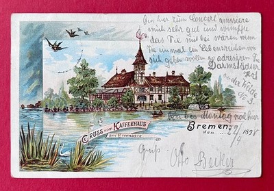 Litho AK BREMEN 1898 Kaffeehaus am Emmasee    ( 180141