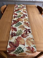 Table Runner Woven Tapestry Fall Leaves And Colors. 13x72 Inches EUC
