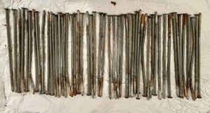 7” Gutter Spikes with Ferrules, Used, 51 Spikes and 49 Ferrules