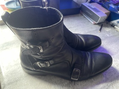 John Varvatos Handmade Engineer Boots Triple Buckie Size 11 Black 