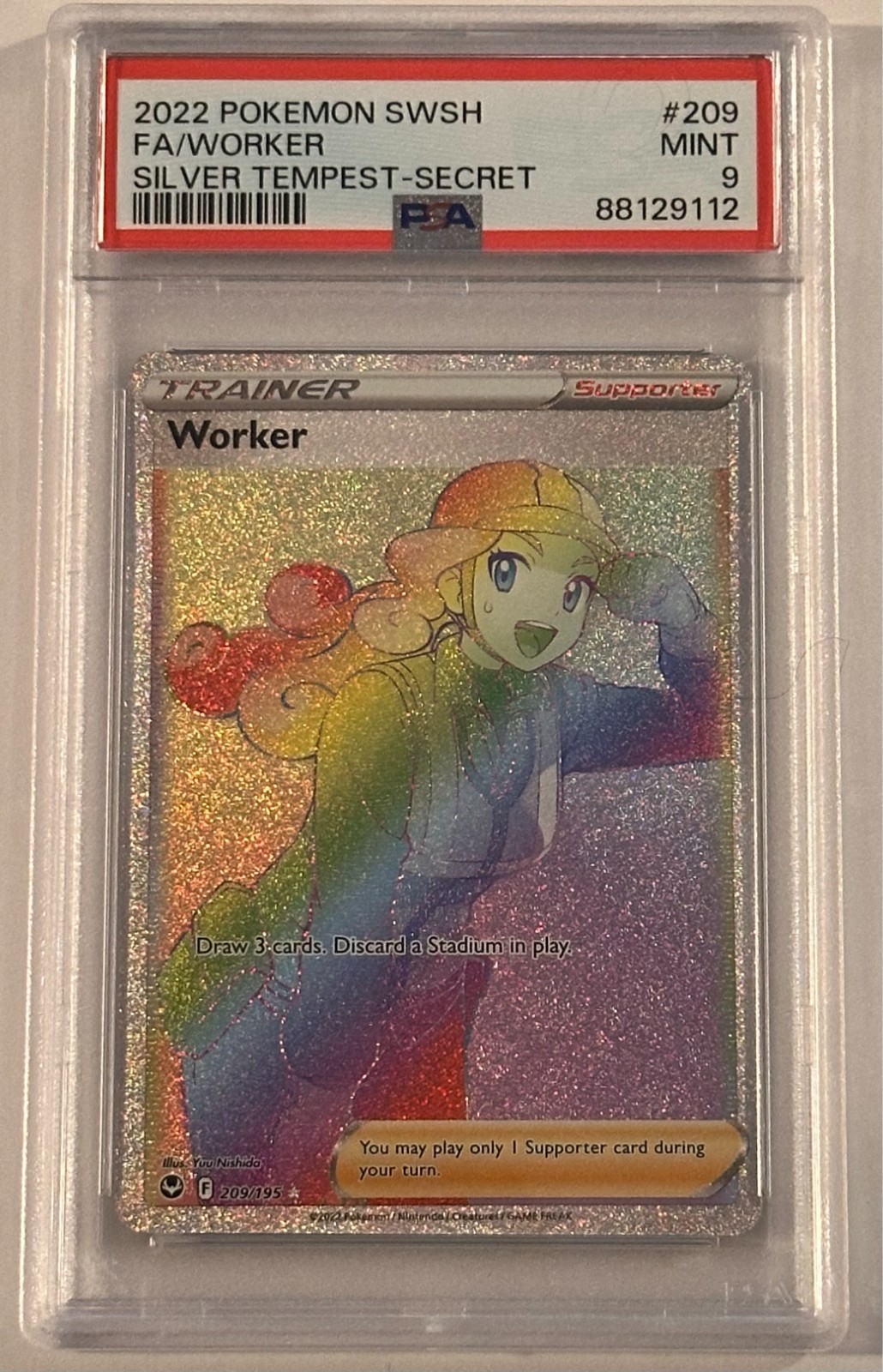 2022 Worker #209 Full Art Secret Rare Mint PSA 9 Silver Tempest Pokémon TCG