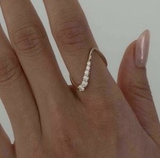 Gold Curved Round Brilliant Half Eternity Contour Stack Ring