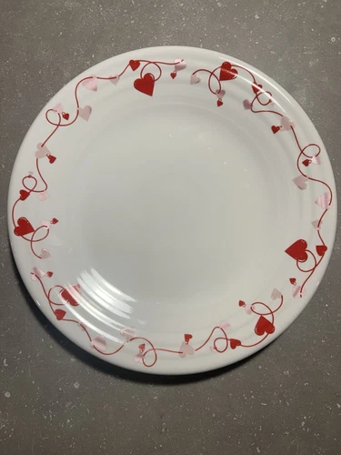 RARE Fiesta Heart Valentine’s 9" Luncheon Lunch Plate White BRAND NEW FIESTAWARE