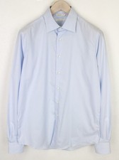 Suitsupply Men's Formal Shirt 39L/15 1/2L Striped Blue Cotton Slim Long