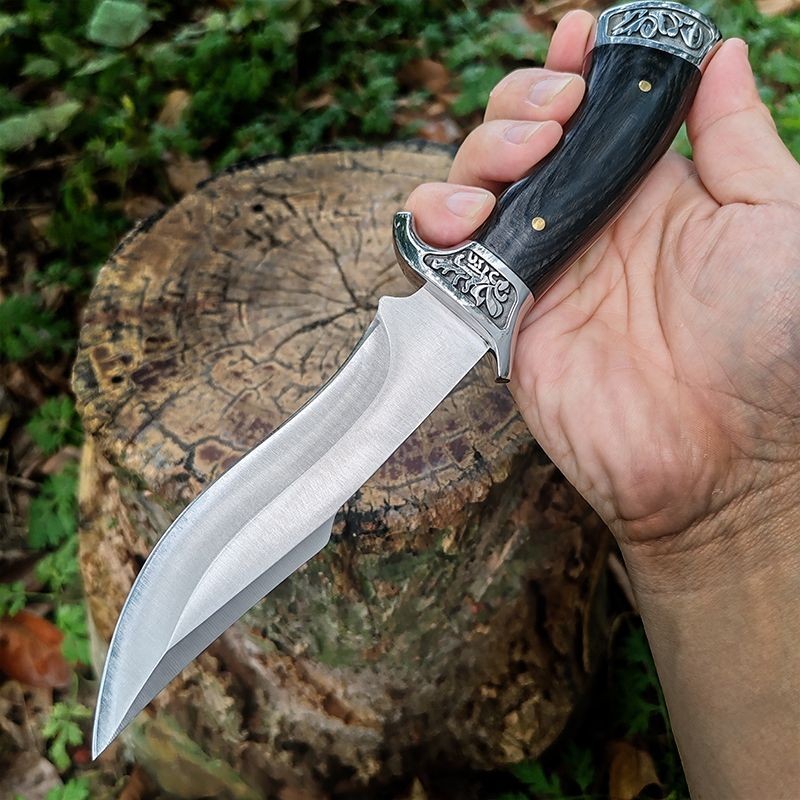 Cuchillo de caza cuchillo al aire libre de acero inoxidable con mango de made...