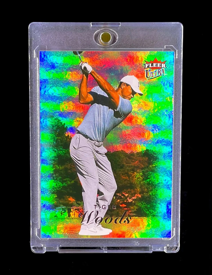HOLO REFRACTOR ARCO IRIS PLATEADO TIGER WOODS Fleer Ultra No Automático Golf - EE. UU. Foto 3 de 4