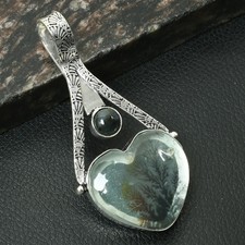 Dendrite Opal Labradorite Gemstone Handmade Heart Pendant Jewelry 2.88