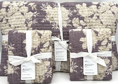 Pottery Barn~ Juliette Toile Reversible Quilt King Wisteria + 2 Euro Shams
